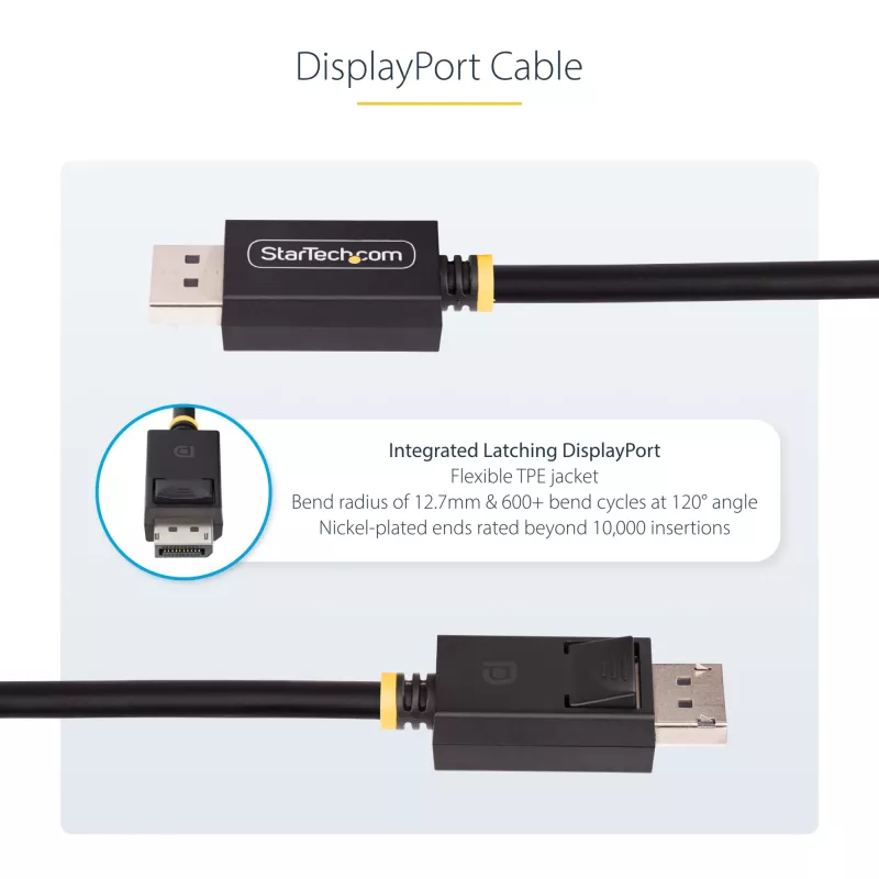 StarTech.com 2m DisplayPort 2.1 kabelis, VESA sertifikuotas DP40 DisplayPort kabelis su UHBR10/HDR/HDCP 2.2, 8K 60Hz/4K 144Hz su DSC 1.2a, 40Gbps, DP 2.1 kabelis, UHD monitoriaus laidas, M/M