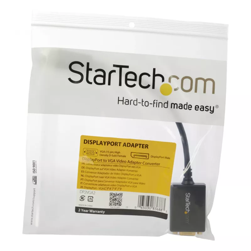 StarTech.com DisplayPort į VGA adapteris – aktyvus DP į VGA keitiklis – 1080p vaizdo įrašas – sertifikuota DisplayPort – DP/DP++ šaltinis į VGA monitoriaus kabelio adapterio dongle – užfiksuojanti DP jungtis
