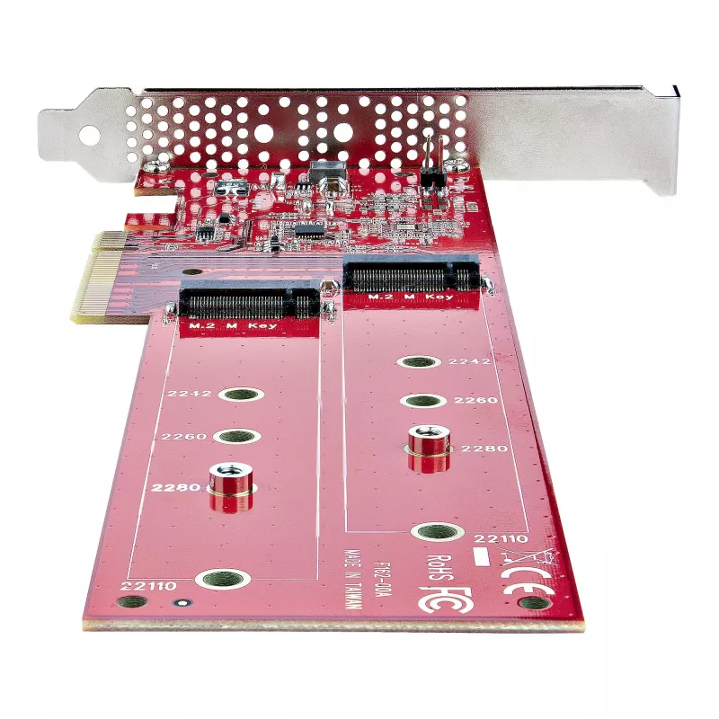 StarTech.com Dviejų M.2 PCIe SSD adapterio plokštė, PCIe x8 / x16 į dvi NVMe arba AHCI M.2 SSD, PCI Express 4.0, 7.8 GBps vienam diskui, reikalinga bifurkacija – suderinama su Windows/Linux