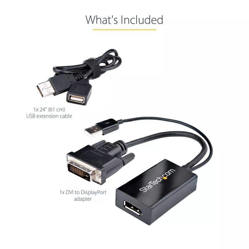 StarTech.com DVI į DisplayPort adapteris - USB maitinimas - 1920 x 1200 - DVI į DisplayPort keitiklis - Vaizdo adapteris - DVI-D į DP