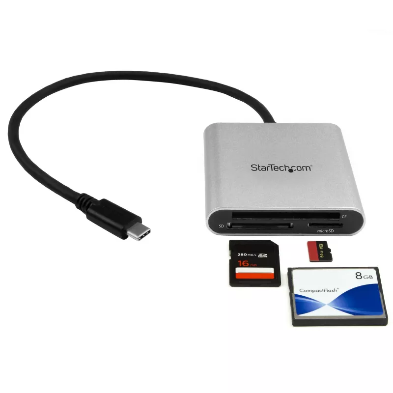 StarTech.com USB 3.0 Flash atminties kelių kortelių skaitytuvas / rašytuvas su USB-C - SD, microSD, CompactFlash