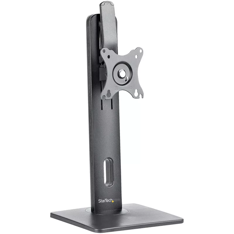 StarTech.com Laisvai Stovintis Viengubas Monitoriaus Laikiklis – Reguliuojamo Aukščio Monitoriaus Stovas – VESA Montuojamiems Ekranams iki 32 colių (15 svarų/7 kg) – Ergonomiškas Monitoriaus Stovas Staliniam Kompiuteriui – Pakreipimas/Pasukimas/Rotacija