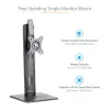 StarTech.com Laisvai Stovintis Viengubas Monitoriaus Laikiklis – Reguliuojamo Aukščio Monitoriaus Stovas – VESA Montuojamiems Ekranams iki 32 colių (15 svarų/7 kg) – Ergonomiškas Monitoriaus Stovas Staliniam Kompiuteriui – Pakreipimas/Pasukimas/Rotacija