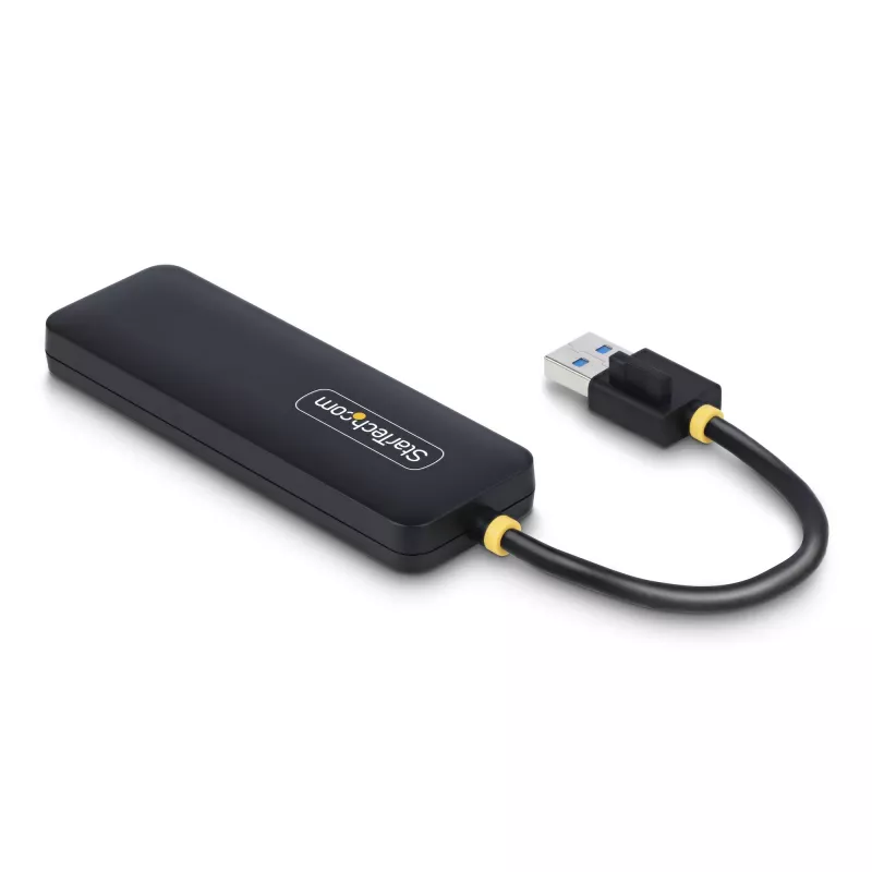 StarTech.com 4 prievadų USB-A šakotuvas, 5 Gbps, maitinamas per magistralę, mažas kelioninis mini USB šakotuvas, kelių prievadų USB 3.0 skirstytuvas, nešiojamasis USB šakotuvas, apsauga nuo viršsrovių (OCP)