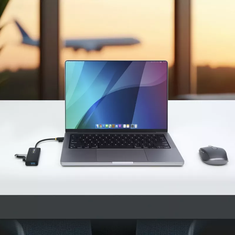 “StarTech.com” 4 prievadų USB-C šakotuvas, 5 Gb/s, USB-C į 4x USB-A, magistralės maitinamas, mažas kelioninis mini šakotuvas, kelių prievadų USB 3.0 skirstytuvas, nešiojamasis šakotuvas, apsauga nuo viršsrovių