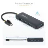 “StarTech.com” 4 prievadų USB-C šakotuvas, 5 Gb/s, USB-C į 4x USB-A, magistralės maitinamas, mažas kelioninis mini šakotuvas, kelių prievadų USB 3.0 skirstytuvas, nešiojamasis šakotuvas, apsauga nuo viršsrovių