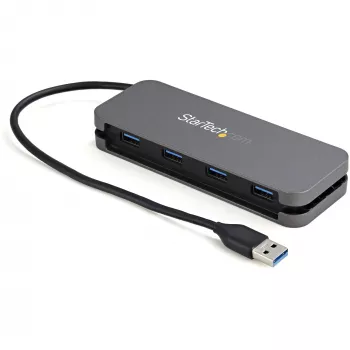 StarTech.com 4 prievadų USB 3.0 šakotuvas – USB-A į 4x USB-A – SuperSpeed 5 Gbps nešiojamas USB 3.2 Gen 1 Type-A šakotuvas – maitinamas per USB magistralę – nešiojamųjų / stalinių kompiuterių USB šakotuvas su ilgu 28 cm kabeliu ir kabelio valdymu