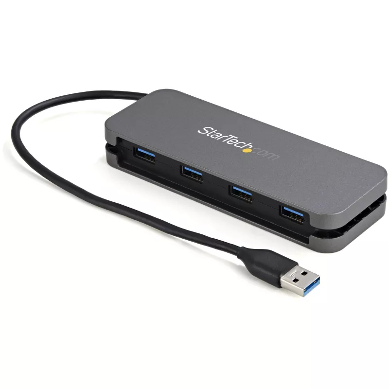 StarTech.com 4 prievadų USB 3.0 šakotuvas – USB-A į 4x USB-A – SuperSpeed 5 Gbps nešiojamas USB 3.2 Gen 1 Type-A šakotuvas – maitinamas per USB magistralę – nešiojamųjų / stalinių kompiuterių USB šakotuvas su ilgu 28 cm kabeliu ir kabelio valdymu