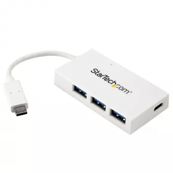 StarTech.com 4 prievadų USB C šakotuvas su 1x USB-C ir 3x USB-A prievadais (SuperSpeed 5 Gbps) - maitinamas per USB magistralę - nešiojamasis / nešiojamojo kompiuterio USB 3.0 adapteris-šakotuvas - USB 3.1 Gen 1 / USB 3.2 Gen 1 Type-C šakotuvas - baltas