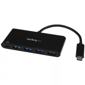 StarTech.com 4 prievadų USB-C šakotuvas su 4 USB Type-A prievadais (USB 3.0 SuperSpeed 5 Gbps) – 60 W maitinimo perdavimo įkrovimas – USB 3.1 Gen 1/USB 3.2 Gen 1 nešiojamojo kompiuterio šakotuvo adapteris – MacBook, Dell