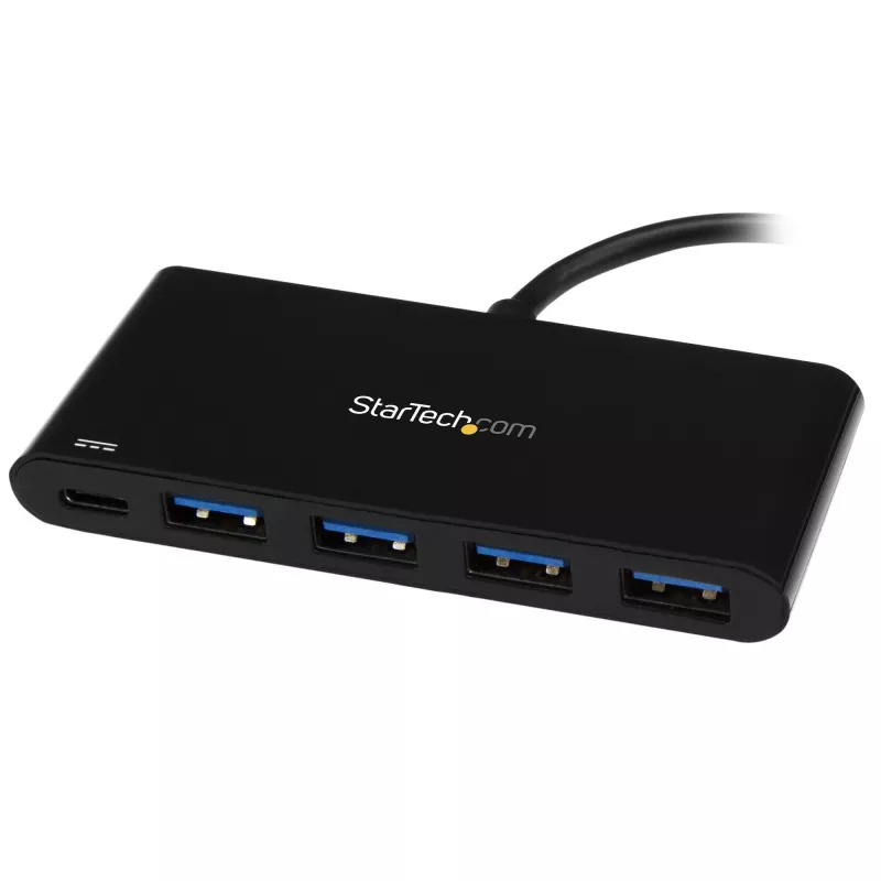 StarTech.com 4 prievadų USB-C šakotuvas su 4 USB Type-A prievadais (USB 3.0 SuperSpeed 5 Gbps) – 60 W maitinimo perdavimo įkrovimas – USB 3.1 Gen 1/USB 3.2 Gen 1 nešiojamojo kompiuterio šakotuvo adapteris – MacBook, Dell