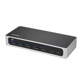 StarTech.com 7 prievadų USB C šakotuvas su greito įkrovimo prievadu – USB-C į 5x USB-A, 2x USB-C (USB 3.0 SuperSpeed 5 Gbps) – maitinamas iš tinklo USB 3.2 Gen 1 Type-C šakotuvas su maitinimo adapteriu – staliniam / nešiojamam kompiuteriui