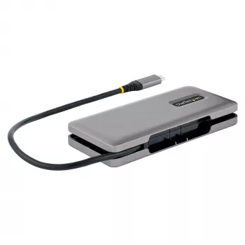 StarTech.com 4 prievadų USB-C šakotuvas, 4x USB-C prievadai, USB 3.2 Gen 2 (10 Gbit/s) – Nešiojamas USB C šakotuvas su 100 W maitinimo perdavimu – USB Type C šakotuvas su 12,6 col. / 32 cm apvyniojamu kabeliu