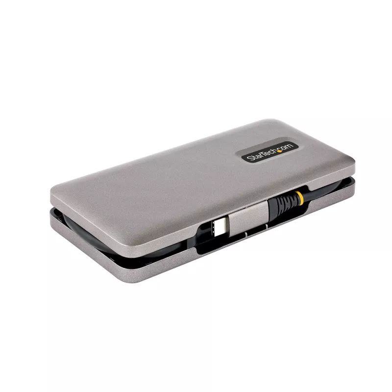 StarTech.com 4 prievadų USB-C šakotuvas, 4x USB-C prievadai, USB 3.2 Gen 2 (10 Gbit/s) – Nešiojamas USB C šakotuvas su 100 W maitinimo perdavimu – USB Type C šakotuvas su 12,6 col. / 32 cm apvyniojamu kabeliu