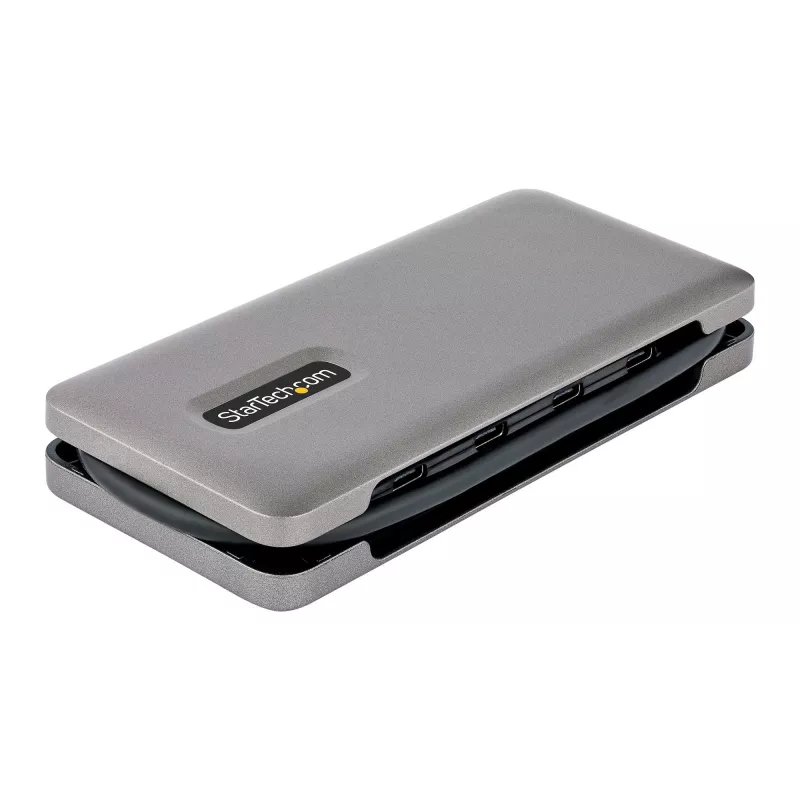 StarTech.com 4 prievadų USB-C šakotuvas, 4x USB-C prievadai, USB 3.2 Gen 2 (10 Gbit/s) – Nešiojamas USB C šakotuvas su 100 W maitinimo perdavimu – USB Type C šakotuvas su 12,6 col. / 32 cm apvyniojamu kabeliu