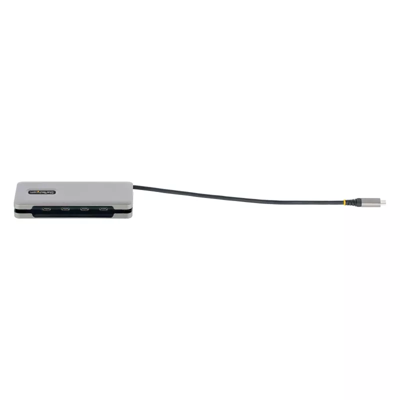 StarTech.com 4 prievadų USB-C šakotuvas, 4x USB-C prievadai, USB 3.2 Gen 2 (10 Gbit/s) – Nešiojamas USB C šakotuvas su 100 W maitinimo perdavimu – USB Type C šakotuvas su 12,6 col. / 32 cm apvyniojamu kabeliu