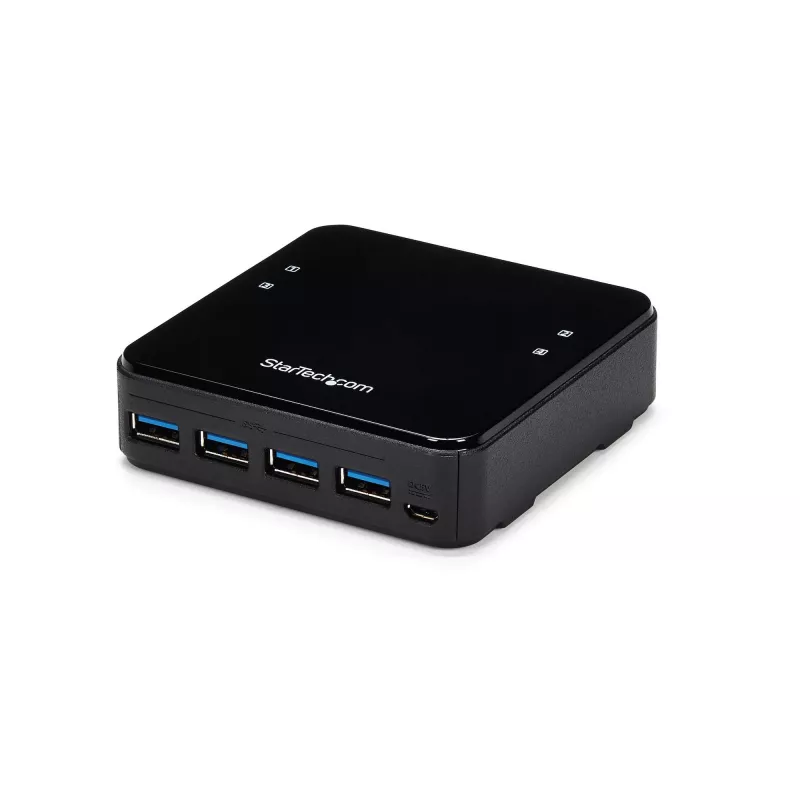 StarTech.com 4 į 4 USB 3.0 periferinių įrenginių bendrinimo komutatorius, 5 Gbit/s, Micro-USB Type-B, juodas, plastikinis, CE, FCC, REACH, 0–40 °C