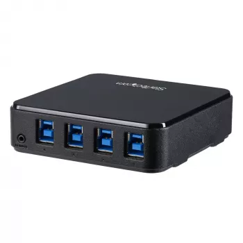 StarTech.com 4 į 4 USB 3.0 periferinių įrenginių bendrinimo komutatorius, 5 Gbit/s, Micro-USB Type-B, juodas, plastikinis, CE, FCC, REACH, 0–40 °C
