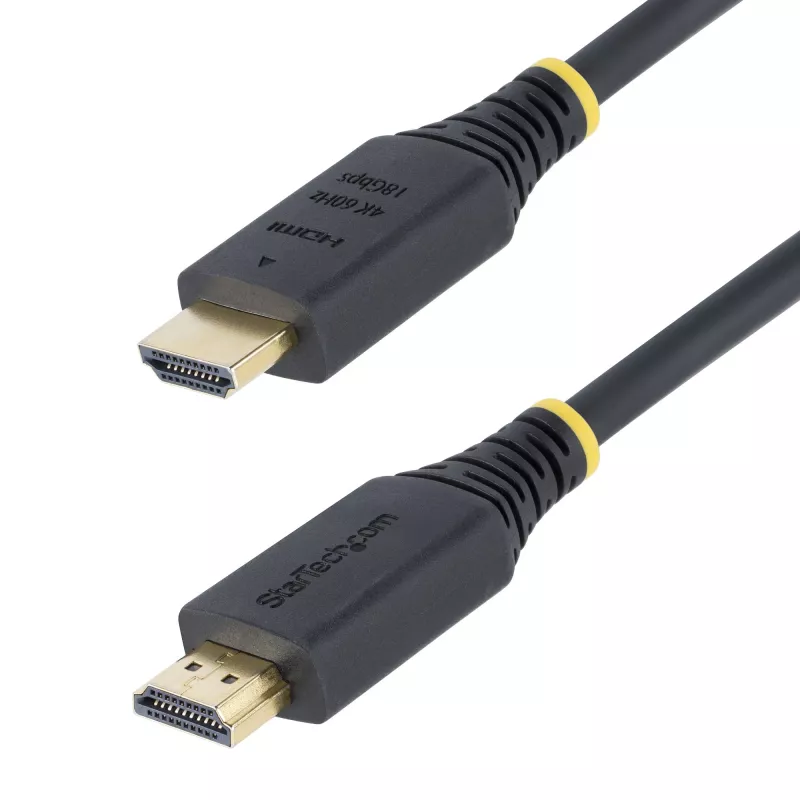 StarTech.com 1m (3.3ft) Premium sertifikuotas didelės spartos HDMI kabelis, 4K 60Hz/1440p 144Hz, HDR10/HDCP 2.2/ARC, 18Gbps, UHD HDMI 2.0 laidas televizoriui/monitoriui/ekranui, TPE apvalkalas