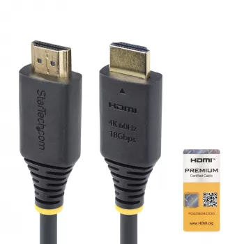 StarTech.com 3m (10ft) Premium sertifikuotas didelės spartos HDMI kabelis, 4K 60Hz/1440p 144Hz, HDR10/HDCP 2.2/ARC, 18Gbps, UHD HDMI 2.0 laidas televizoriui / monitoriui / ekranui, TPE apvalkalas