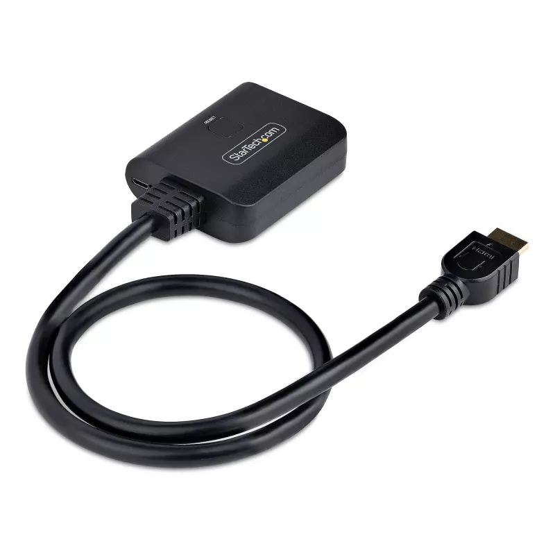StarTech.com 2 prievadų HDMI dalytuvas, 4K 60Hz HDMI 2.0 vaizdas, 4K HDMI dalytuvas 1 į 2 išvestis, 1x2 HDMI ekrano/išvesties dalytuvas, HDR/HDCP, 20 colių (50 cm) įmontuotas HDMI kabelis