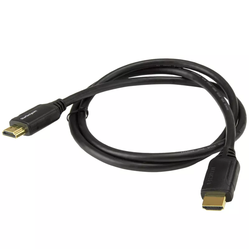 StarTech.com 3 pėd. (1 m) ,,Premium Certified HDMI 2.0“ laidas su eternetu – didelės spartos ultra HD 4K 60Hz HDMI laidas HDR10 – HDMI kabelis (kištukas / kištukas) – UHD monitoriams, televizoriams, ekranams