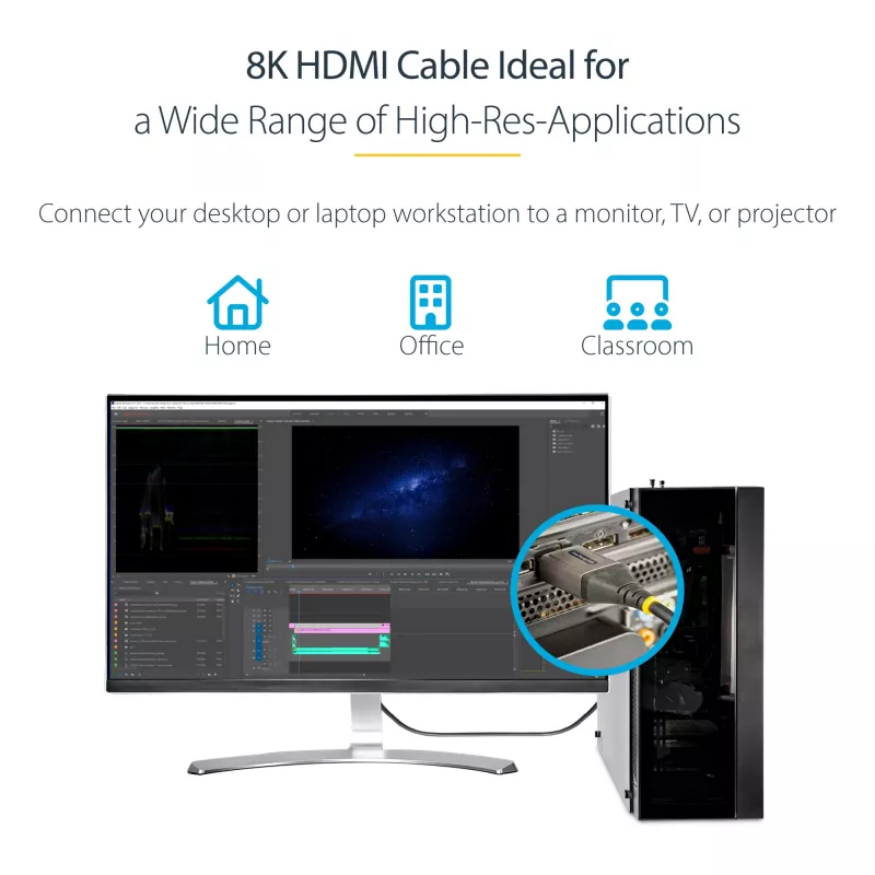 StarTech.com 5 m HDMI 2.1 laidas 8K – sertifikuotas itin didelės spartos HDMI laidas 48 Gbps – 8K 60 Hz / 4K 120 Hz HDR10+ eARC – itin didelės raiškos 8K HDMI laidas – monitoriui / televizoriui / ekranui – lanksti TPE apvalkalas