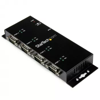 “StarTech.com” 4 prievadų USB į DB9 RS232 nuosekliojo ryšio adapterio šakotuvas – pramoninis DIN bėgelio ir sieninio montavimo