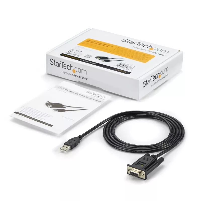 StarTech.com 1.8 m 1 prievado USB – serijinis RS232 adapteris, FTDI DB9 serijinis DCE adapterio kabelis, nulinis modemas, USB 2.0 – TAA