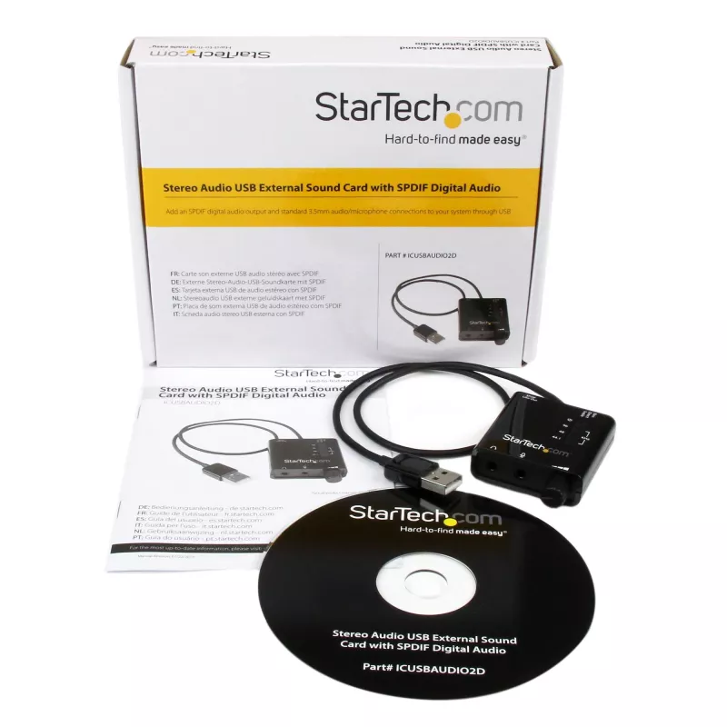 „StarTech.com“ USB stereofoninis garso adapteris, išorinė garso plokštė su SPDIF skaitmeniniu garso išėjimu ir stereofoniniu mikrofonu