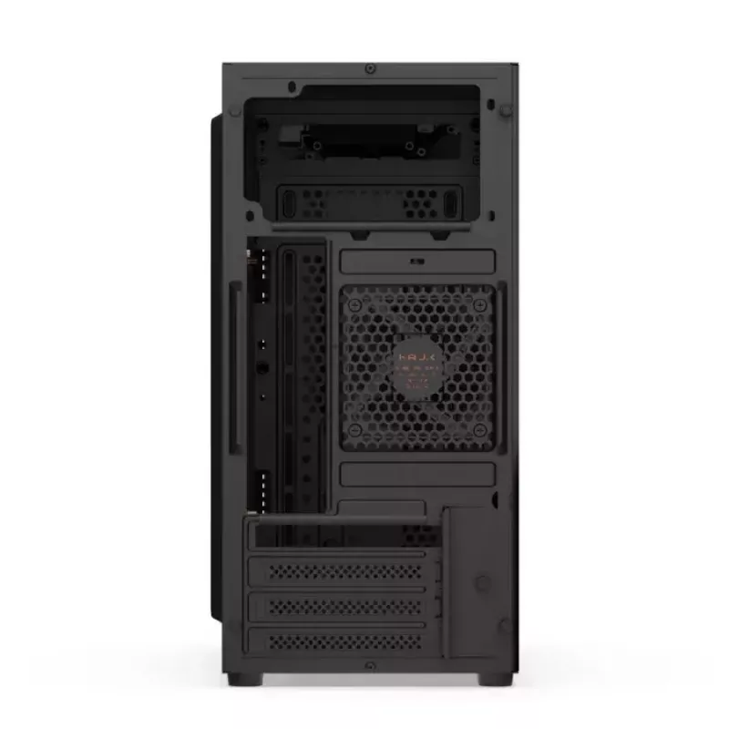 PC korpusas KRUX Astro Cube Juoda — kubo formos korpusas, palaiko micro ATX / mini‑ITX, 1 × 3,5 colio + 2 × 2,5 colio nišos, šoninis langas, maks. maitinimo blokas 28 cm, maks. aušintuvo aukštis 136 mm
