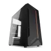PC korpusas KRUX Astro Cube Juoda — kubo formos korpusas, palaiko micro ATX / mini‑ITX, 1 × 3,5 colio + 2 × 2,5 colio nišos, šoninis langas, maks. maitinimo blokas 28 cm, maks. aušintuvo aukštis 136 mm
