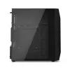 PC korpusas KRUX Astro Cube Juoda — kubo formos korpusas, palaiko micro ATX / mini‑ITX, 1 × 3,5 colio + 2 × 2,5 colio nišos, šoninis langas, maks. maitinimo blokas 28 cm, maks. aušintuvo aukštis 136 mm