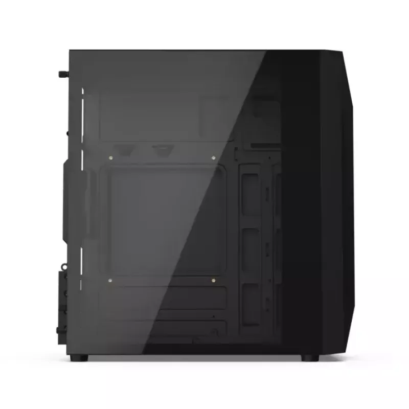PC korpusas KRUX Astro Cube Juoda — kubo formos korpusas, palaiko micro ATX / mini‑ITX, 1 × 3,5 colio + 2 × 2,5 colio nišos, šoninis langas, maks. maitinimo blokas 28 cm, maks. aušintuvo aukštis 136 mm