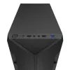 PC korpusas KRUX Astro Cube Juoda — kubo formos korpusas, palaiko micro ATX / mini‑ITX, 1 × 3,5 colio + 2 × 2,5 colio nišos, šoninis langas, maks. maitinimo blokas 28 cm, maks. aušintuvo aukštis 136 mm