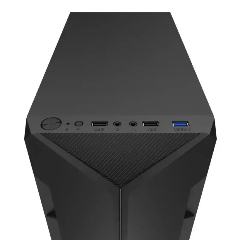 PC korpusas KRUX Astro Cube Juoda — kubo formos korpusas, palaiko micro ATX / mini‑ITX, 1 × 3,5 colio + 2 × 2,5 colio nišos, šoninis langas, maks. maitinimo blokas 28 cm, maks. aušintuvo aukštis 136 mm
