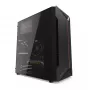 PC korpusas KRUX Astro Cube Juoda — kubo formos korpusas, palaiko micro ATX / mini‑ITX, 1 × 3,5 colio + 2 × 2,5 colio nišos, šoninis langas, maks. maitinimo blokas 28 cm, maks. aušintuvo aukštis 136 mm