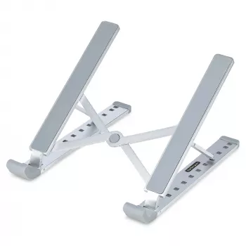 StarTech.com Sulankstomas nešiojamojo kompiuterio pakėlimo stovas, nešiojamas ergonominis aukščio reguliavimo stovas, ventiliuojamas aliuminio rėmas, atlaiko 22 svarus (10 kg), pakreipiamas / pakeliamas / pasviręs nešiojamųjų kompiuterių / planšečių stovas, sulankstoma konstrukcija