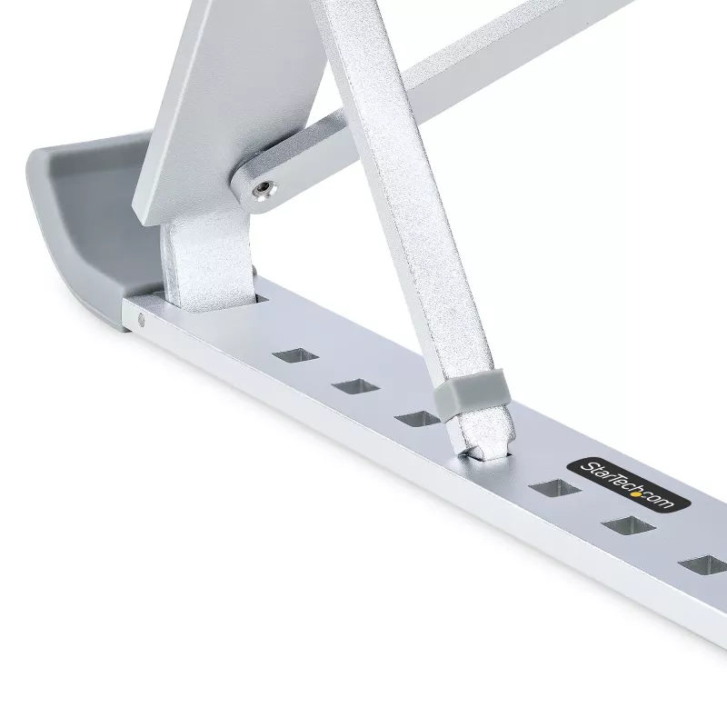 StarTech.com Sulankstomas nešiojamojo kompiuterio pakėlimo stovas, nešiojamas ergonominis aukščio reguliavimo stovas, ventiliuojamas aliuminio rėmas, atlaiko 22 svarus (10 kg), pakreipiamas / pakeliamas / pasviręs nešiojamųjų kompiuterių / planšečių stovas, sulankstoma konstrukcija