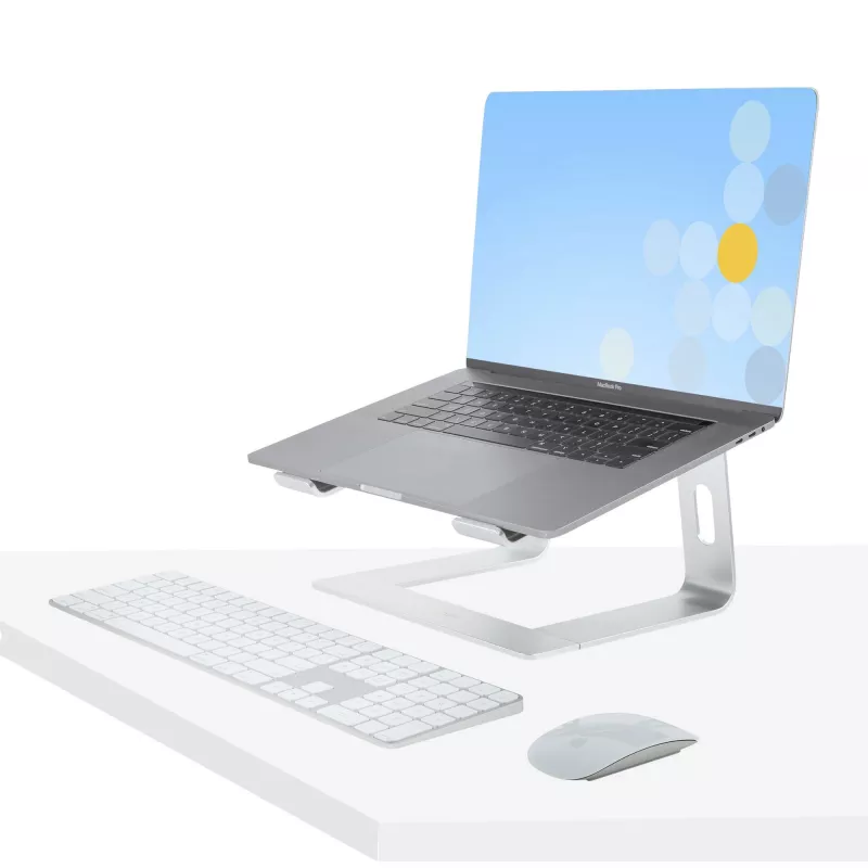 StarTech.com nešiojamojo kompiuterio stovas stalui, atlaiko 5 kg/11 svarų, aliuminis, sidabrinis, ergonomiškas nešiojamojo kompiuterio pakėlimo stovas, nešiojamas nešiojamojo kompiuterio laikiklis, kompiuterio stovas, skirtas Macbook Air/Pro, Dell XPS, Lenovo