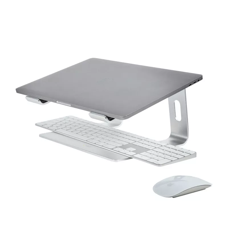 StarTech.com nešiojamojo kompiuterio stovas stalui, atlaiko 5 kg/11 svarų, aliuminis, sidabrinis, ergonomiškas nešiojamojo kompiuterio pakėlimo stovas, nešiojamas nešiojamojo kompiuterio laikiklis, kompiuterio stovas, skirtas Macbook Air/Pro, Dell XPS, Lenovo