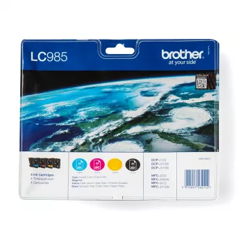 Brother LC985VALBP rašalo kasetė 4 vnt. Originali juoda, žalsvai mėlyna, purpurinė, geltona