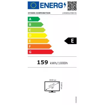 iiyama LH8665UHSB-B1 Skelbimų ekranas Kiosko dizainas 2,18 m (86 colių) LED Wi-Fi 800 cd/m² 4K Ultra HD Juodas Integruotas procesorius Android 11 24/7