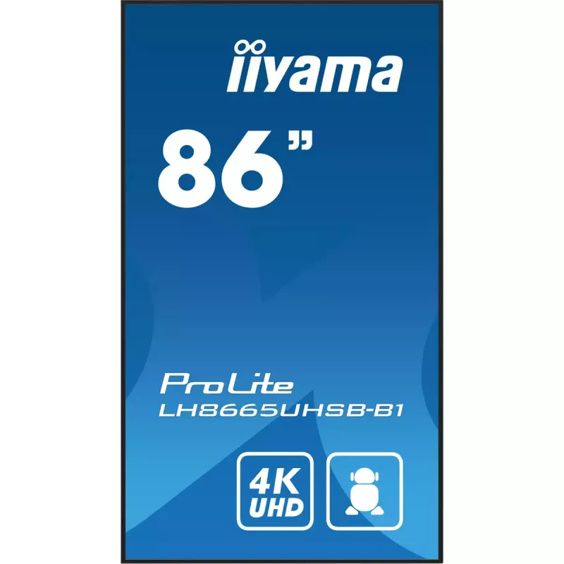 iiyama LH8665UHSB-B1 Skelbimų ekranas Kiosko dizainas 2,18 m (86 colių) LED Wi-Fi 800 cd/m² 4K Ultra HD Juodas Integruotas procesorius Android 11 24/7