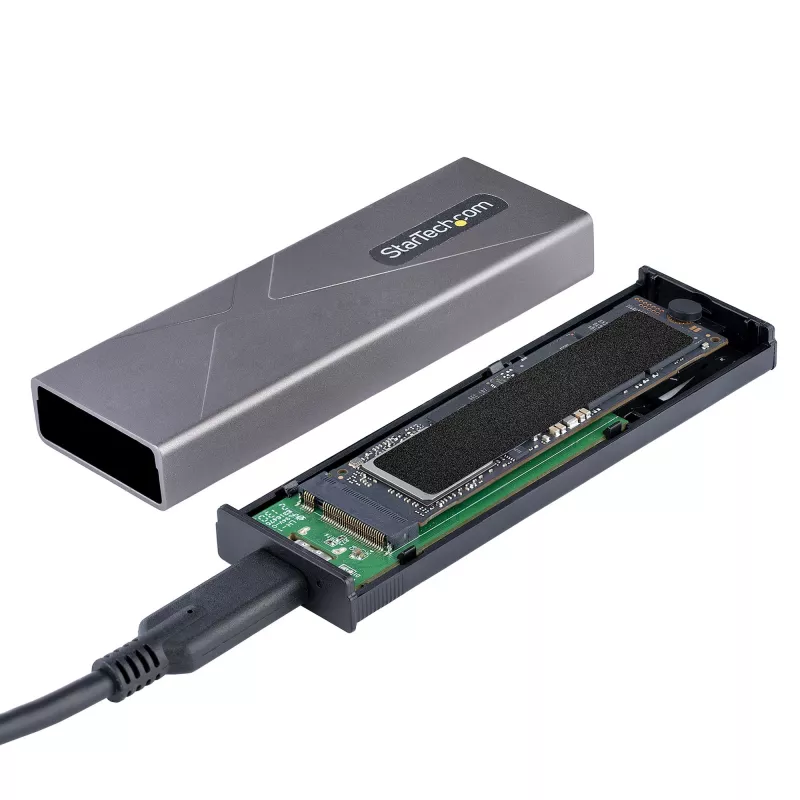 StarTech.com USB-C 10Gbps į M.2 NVMe arba M.2 SATA SSD korpusas – įrankių nereikalaujantis išorinis M.2 PCIe/SATA NGFF SSD aliuminis dėklas – USB Type-C ir USB Type-A prijungimo laidai – palaiko 2230/2242/2260/2280
