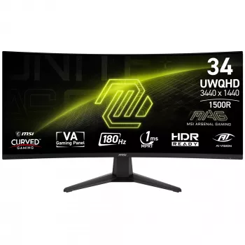 MSI MAG 346CQ kompiuterio monitorius 86,4 cm (34 colių) 3440 x 1440 pikselių „UltraWide Dual Quad HD“ LCD juodas