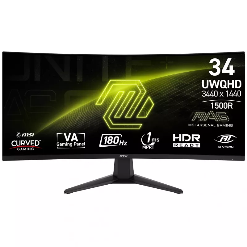 MSI MAG 346CQ kompiuterio monitorius 86,4 cm (34 colių) 3440 x 1440 pikselių „UltraWide Dual Quad HD“ LCD juodas