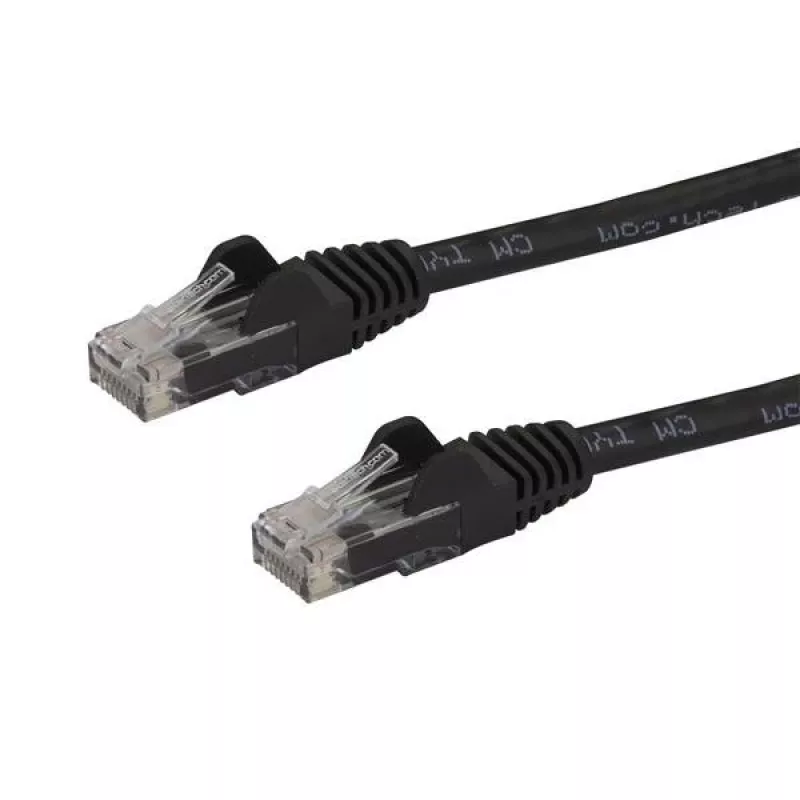 “StarTech.com” 50cm CAT6 eterneto kabelis - juodas CAT 6 Gigabit Ethernet laidas -250MHz 100W PoE RJ45 UTP tinklo/komutacinis kabelis, neužsikabinantis, su įtempimo sumažinimu, individualiai testuotas