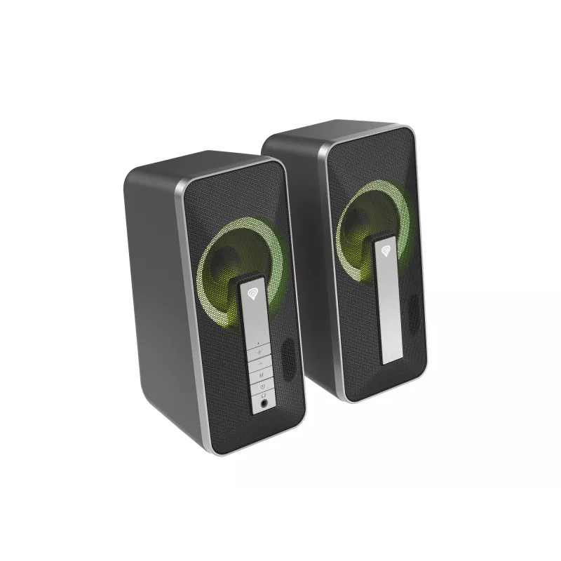 GENESIS Helium 100 BT RGB garsiakalbių rinkinys 10 W Kompiuteriui/Nešiojamam kompiuteriui Juoda, Sidabrinė 2.0 kanalai Bluetooth