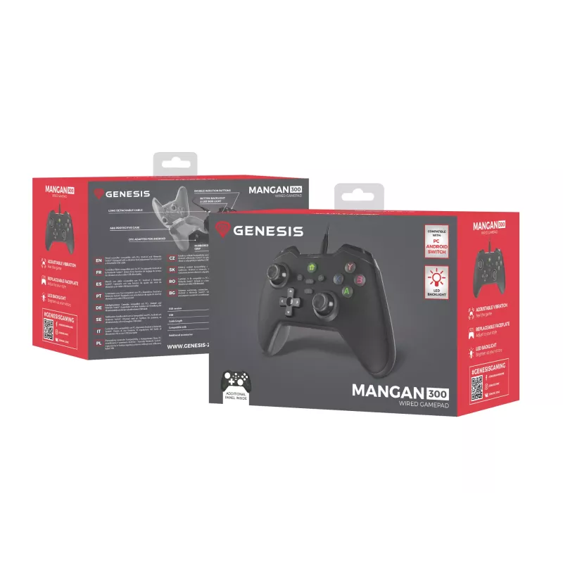 GENESIS Mangan 300 Juoda USB Gamepad Analogue / Digital Android, Nintendo Switch, PC